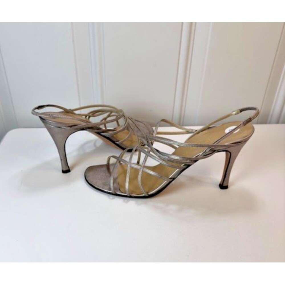 Petra Firenze VINTAGE Metallic Strappy Heels Women's US Size 8M Italian Leather